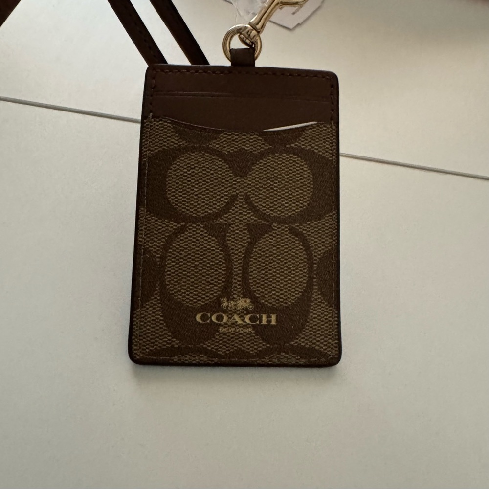 Coach Brown ID Holder with Strap